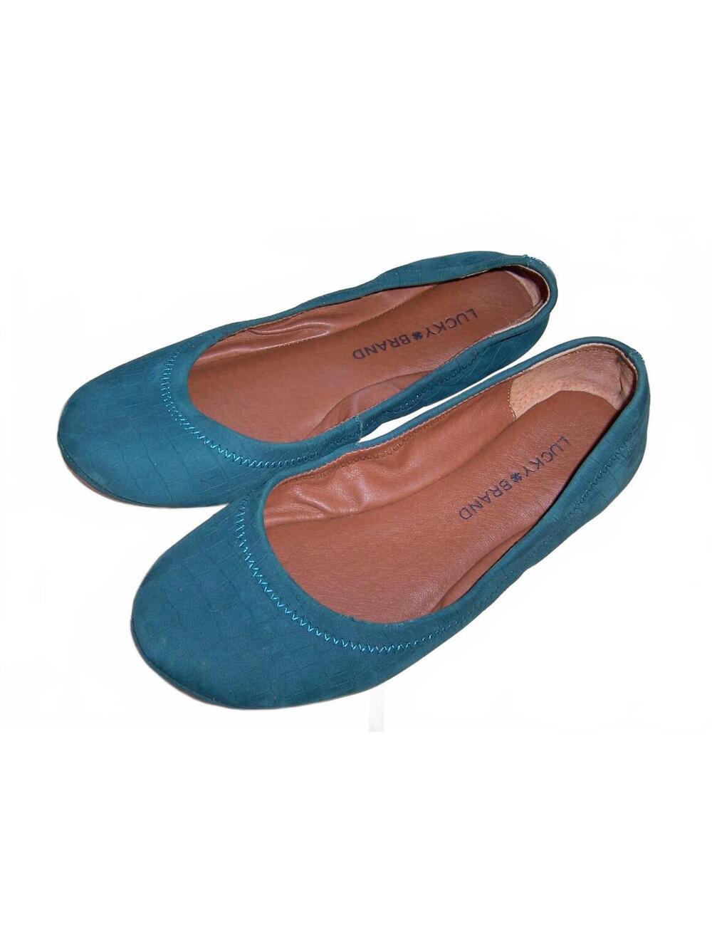 Lucky Brand Emmie Teal Croc Ballet Flats Size 6.5M / 37
